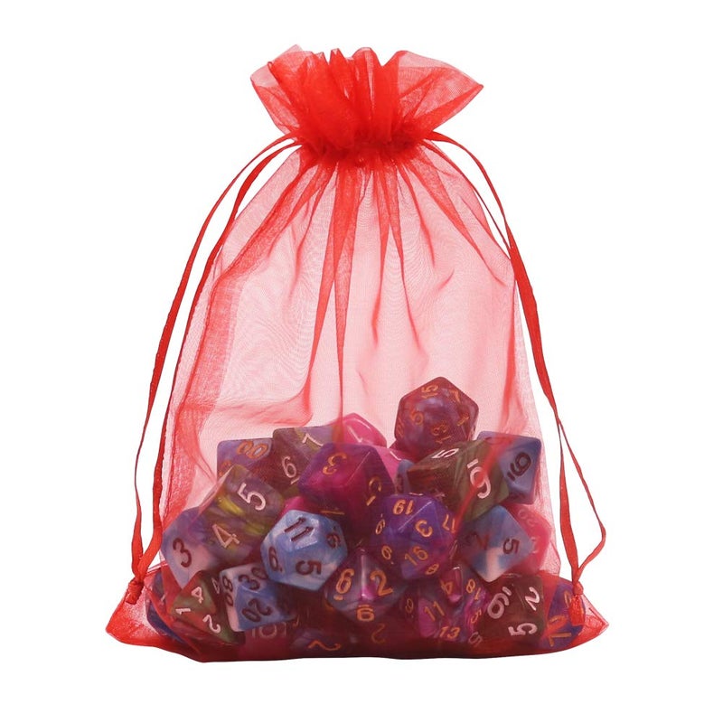 HRX Package Organza Bags Red 100pcs, 5 x 7 inches Christmas Gift Drawstring Bags Mesh Jewelry Pouches for Wedding Party Favors - Image 4